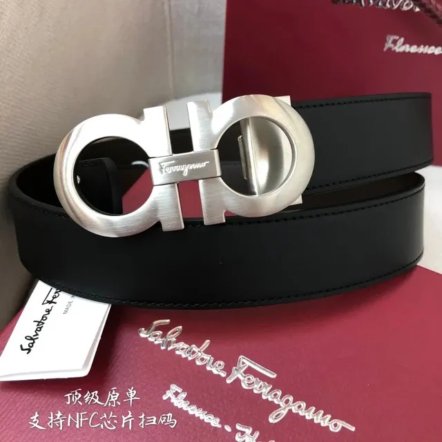 Ferragamo Gancini Belt Brushed Silver Buckle