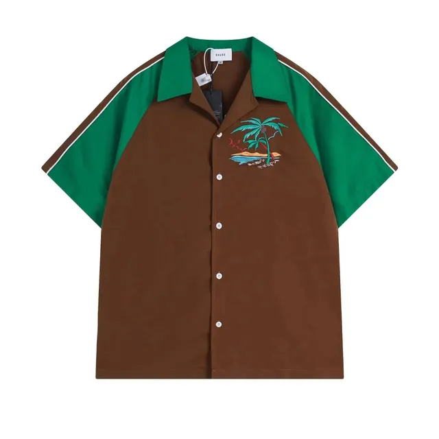 Rhude Raglan Shirt Tropical Palm Embroidery