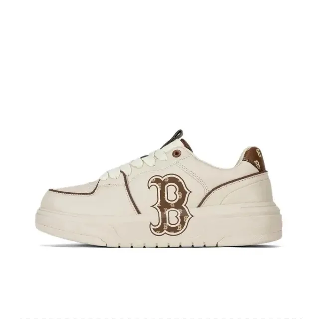 MLB Boston Red Sox Logo Sneaker Cream and Brown