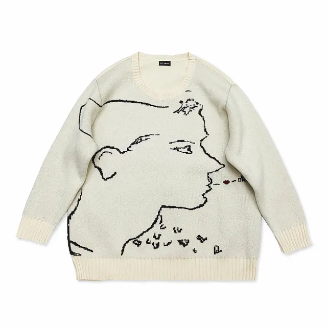 Raf Simons Knit Sweater Face Outline Print