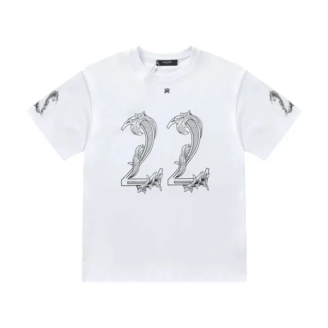 Amiri Graphic Tee Ornate '22' Print White