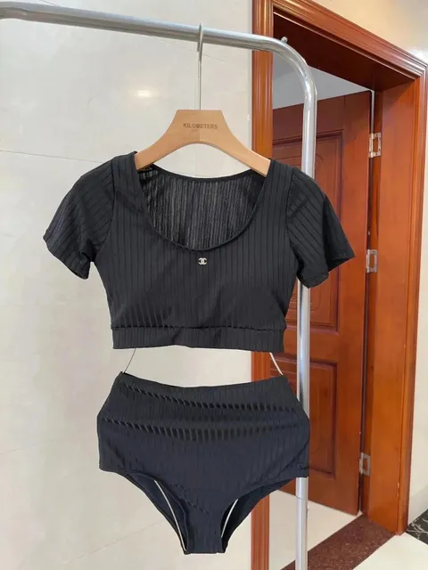 Chanel Ribbed Crop Top and Briefs Set
