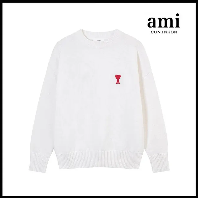 AMI Paris Knit Sweater Red Heart Logo