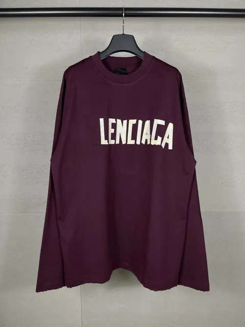 Balenciaga Logo Long-Sleeve Tee Lenciaga Print