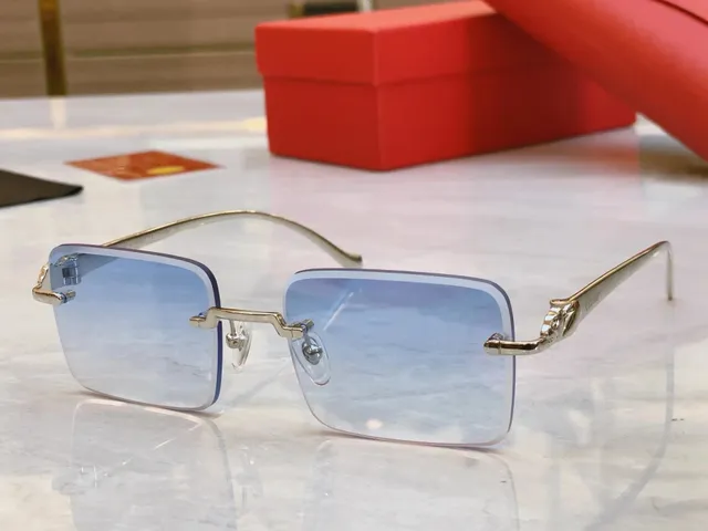 Cartier Sunglasses Rimless Square with Panther Temples