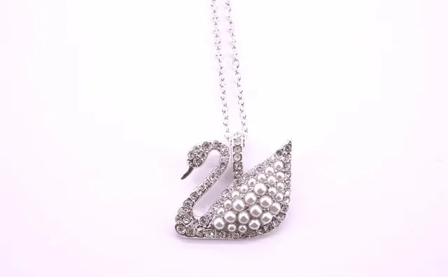 Swarovski Swan Pendant Crystal and Pearl