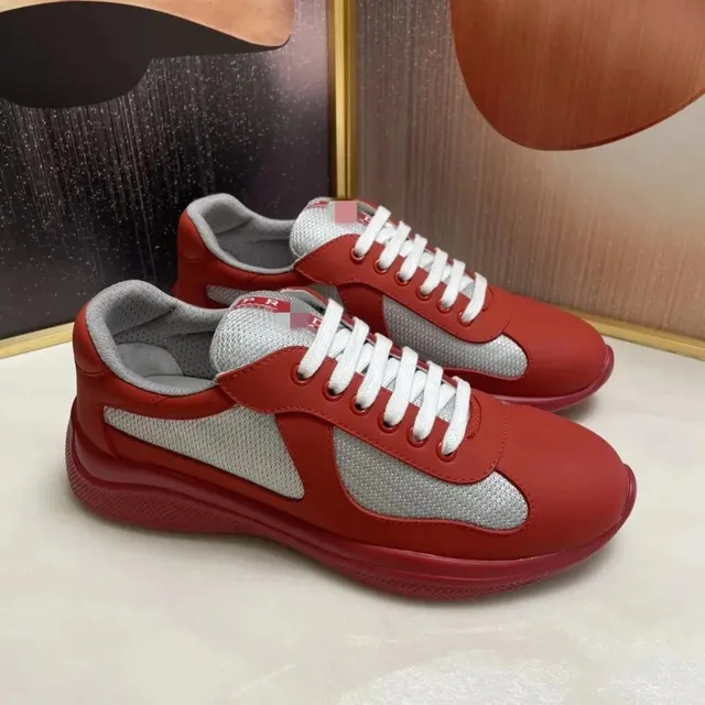 Prada Linen Sneaker Red Silver Mesh