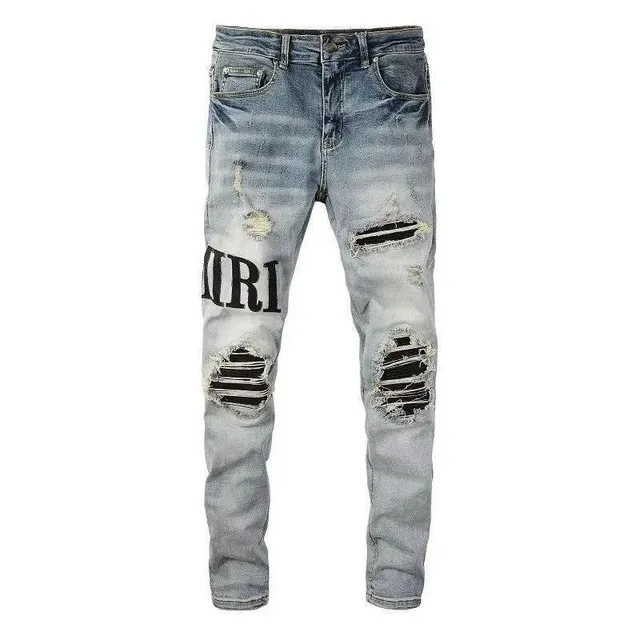 Amiri Distressed Jeans Logo Print Ripped