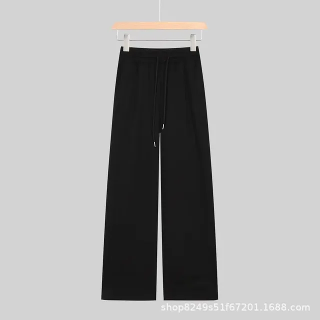 Wide-Leg Joggers Solid Black