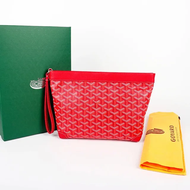 Goyard Saint Louis Pouch Red with White Chevron Print