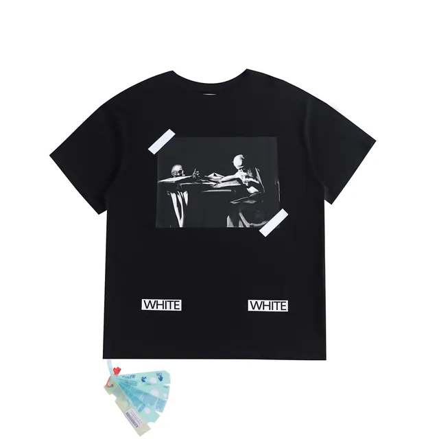 Off-White Graphic T-Shirt Skull Print with Tape Detail