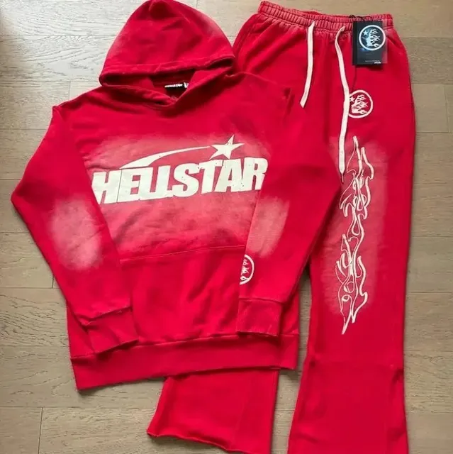 Hellstar Hoodie and Joggers Set Flame Print