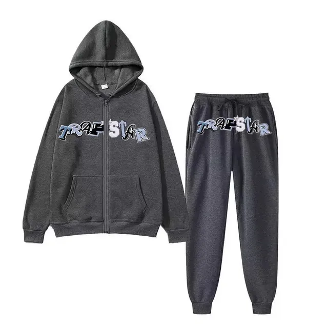 Zip-Up Hoodie and Joggers Set TRAPSTAR Logo Embroidered