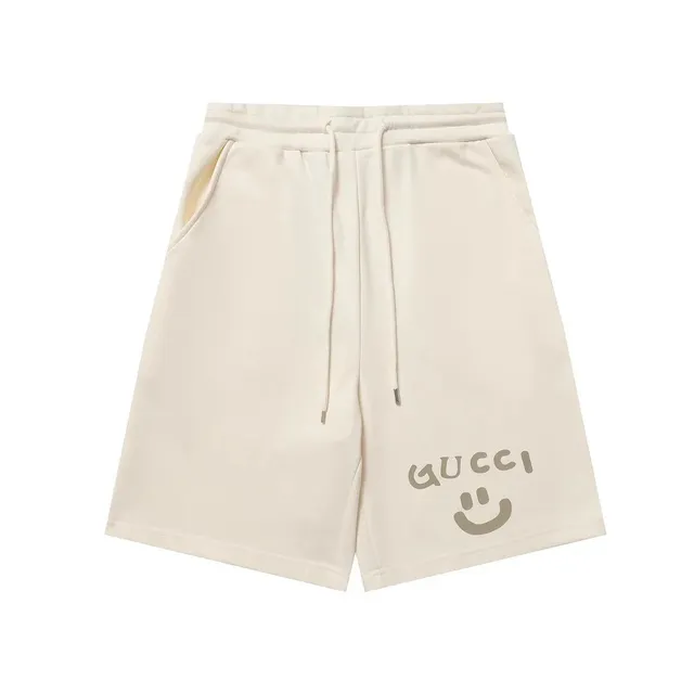 Gucci Smiley Shorts Beige with Logo Print