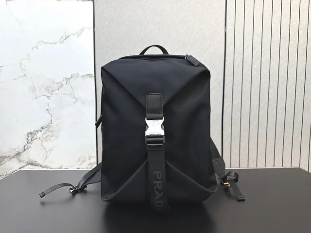 Prada Nylon Backpack Logo Strap