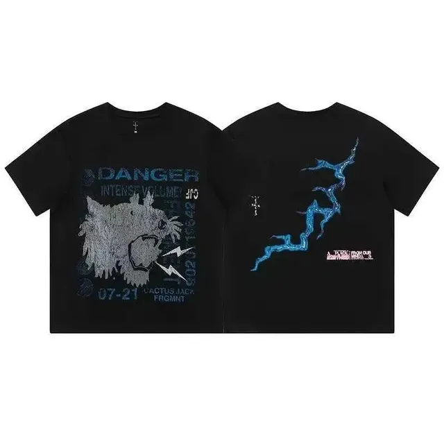 Travis Scott × Fragment Design Graphic T-Shirt Danger Intense Volume