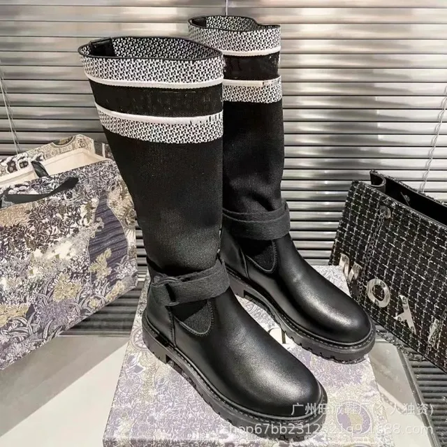 Dior Saddle Boot Knit Cuff