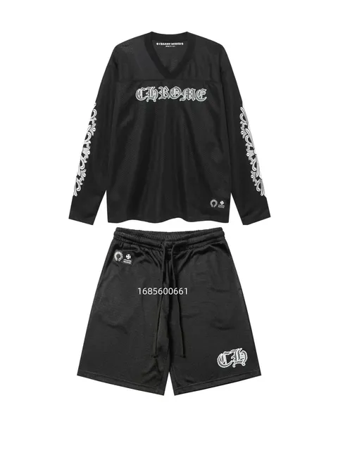 Mesh Top and Shorts Set Chrome Hearts Logo