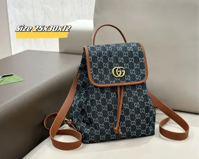 Gucci GG Marmont Backpack Denim GG Print