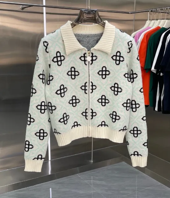 Fendi Zip-Up Knit Cardigan FF Logo Print