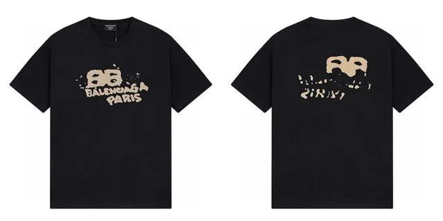 Balenciaga Logo Print T-Shirt Distressed BB