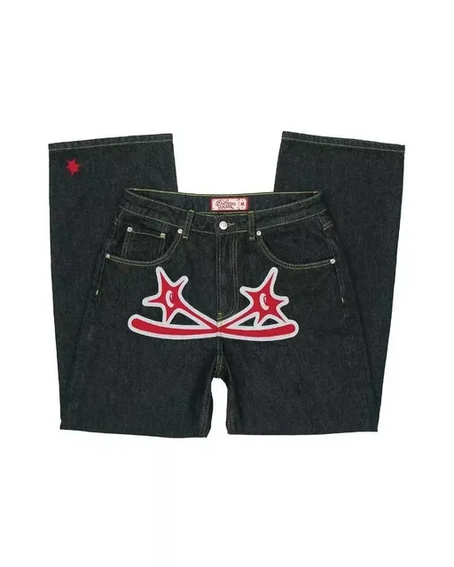 Hellstar Star Patch Jeans Red Star Embroidery
