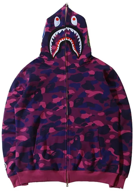 BAPE Shark Hoodie Purple Camo