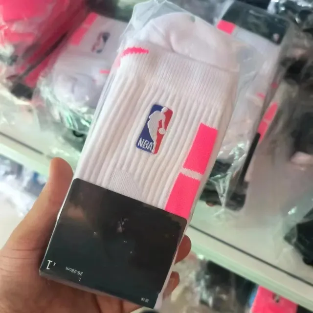 NBA Logo Socks White with Pink Accents