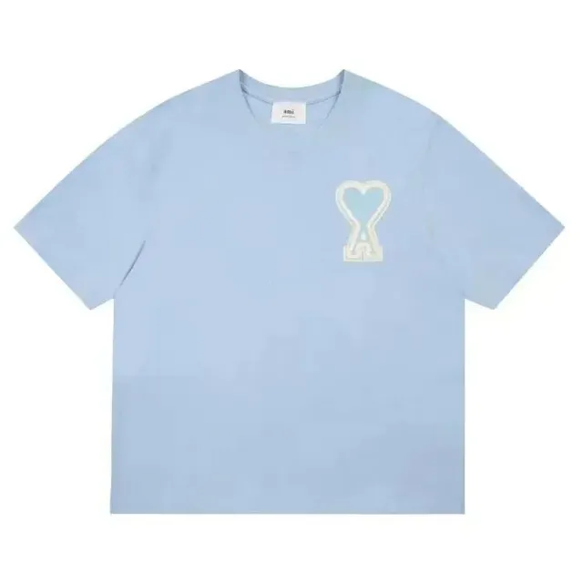AMI Paris Heart Logo T-Shirt Light Blue