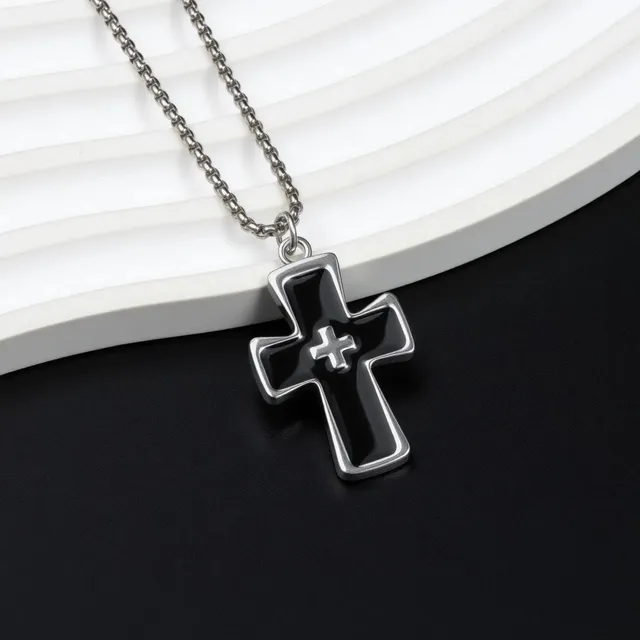 Chrome Hearts Cross Pendant Black Enamel