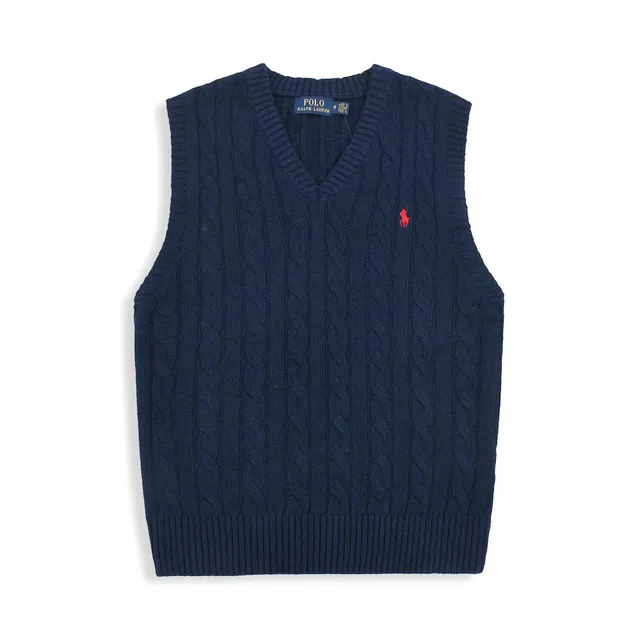 Polo Ralph Lauren Cable Knit V-Neck Vest Classic Navy