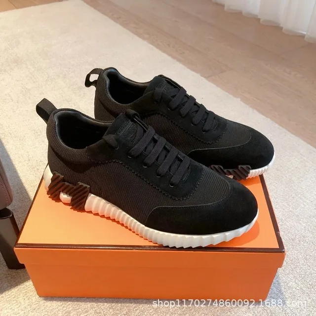 Hermès Run Black Suede and Mesh