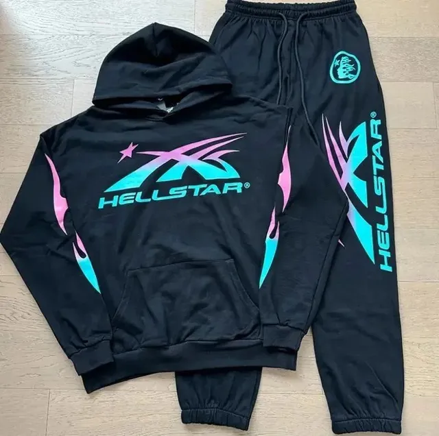 Hellstar Hoodie and Joggers Set Neon Graphic