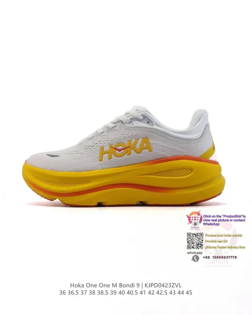 Hoka One One M Bondi 9 White Yellow Orange