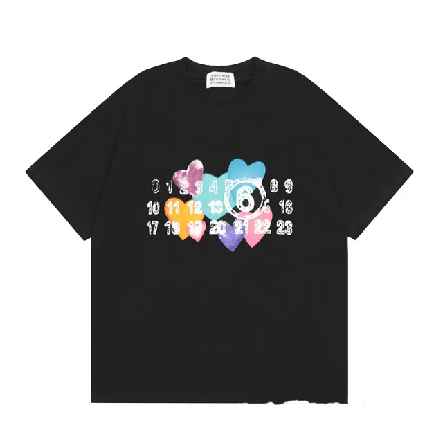 Maison Margiela Graphic T-Shirt Hearts and Numbers Print