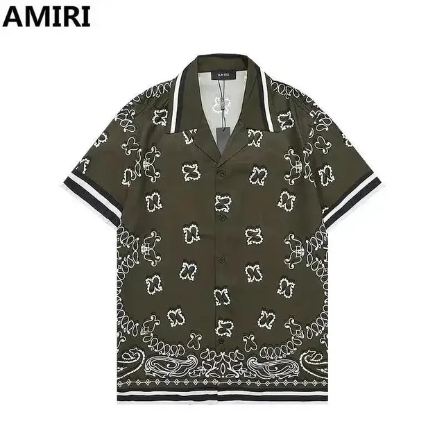 Amiri Bandana Print Shirt Olive Green with White Bandana Pattern