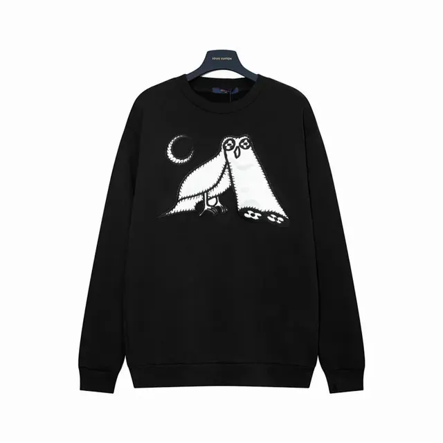Louis Vuitton Owl Graphic Sweatshirt Black with White Embroidered Owl