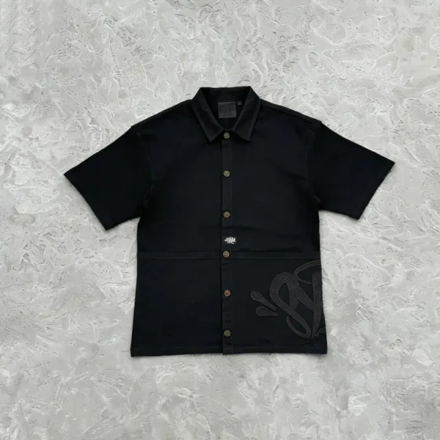 Versace Short-Sleeve Button-Up Shirt Medusa Embroidery