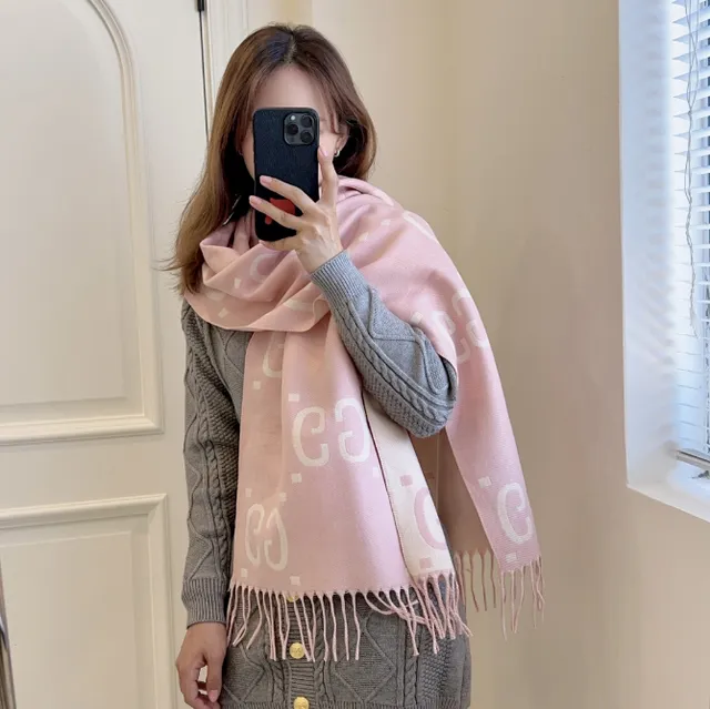 Gucci GG Logo Scarf Pink with White GG Print