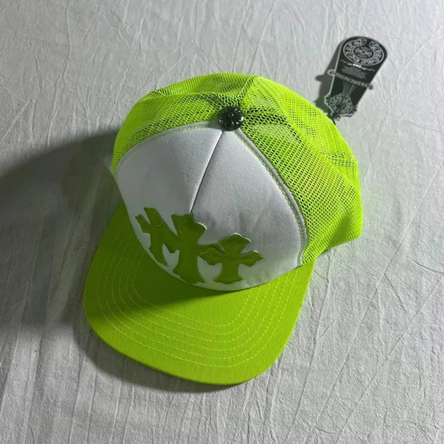 Chrome Hearts Trucker Hat Neon Green Cross Logo