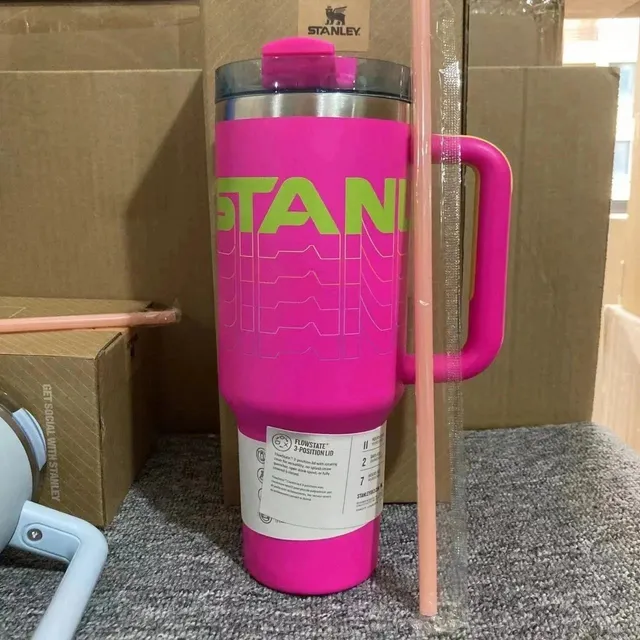 Stanley FlowState Tumbler Pink with Lime Logo