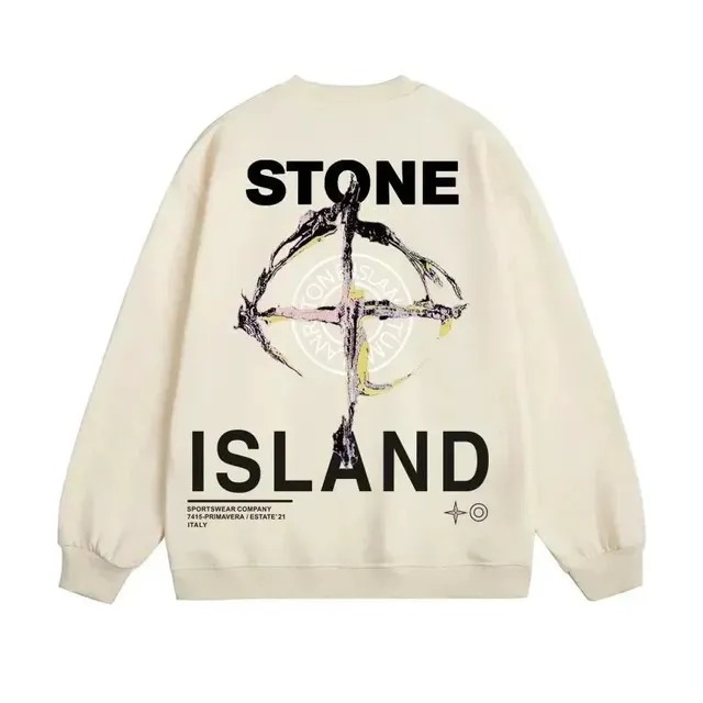 Crewneck Sweatshirt Stone Island Logo Print
