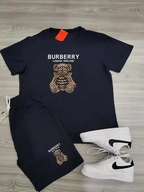 Burberry T-Shirt and Shorts Set Bear Logo Print