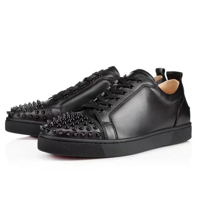 Christian Louboutin Louis Spikes Black Leather