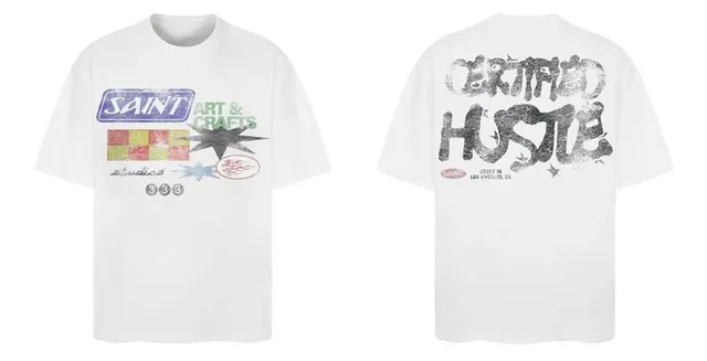 Saint Laurent Graphic Tee Certified Hustle Print