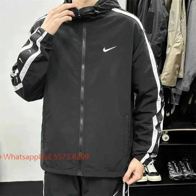 Nike Windrunner Jacket Black with White Stripes