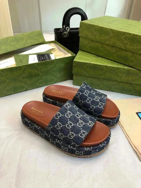 Gucci GG Marmont Slide Denim GG Print