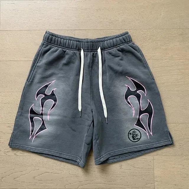 Hellstar Flame Shorts Ombre Grey with Pink Flame Print