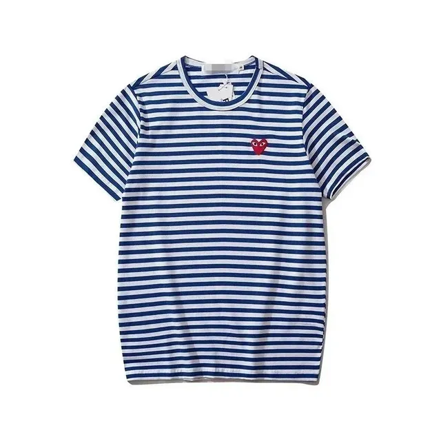 Comme des Garçons Striped T-Shirt Red Heart Logo