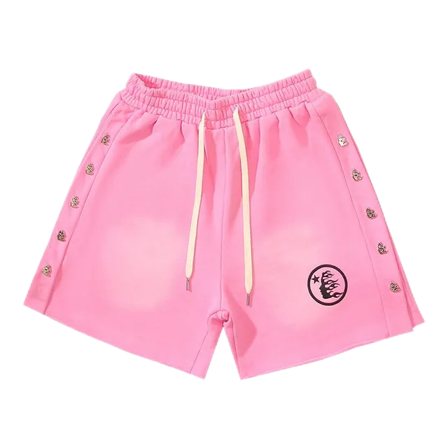 Hellstar Embroidered Shorts Flame Logo with Studs